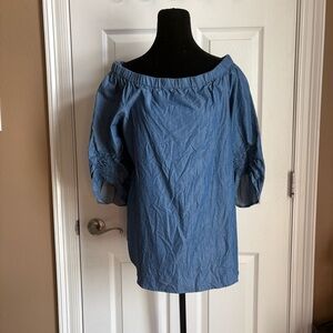 UMGEE Chambray On/Off Shoulder Blouse